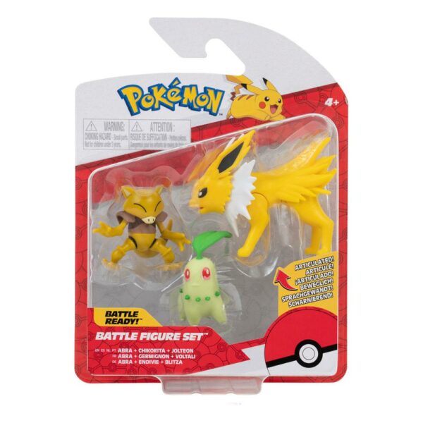 Pokémon Packs de 3 Figuras Battle Chikorita, Abra, Jolteon 5 cm - Imagen 3