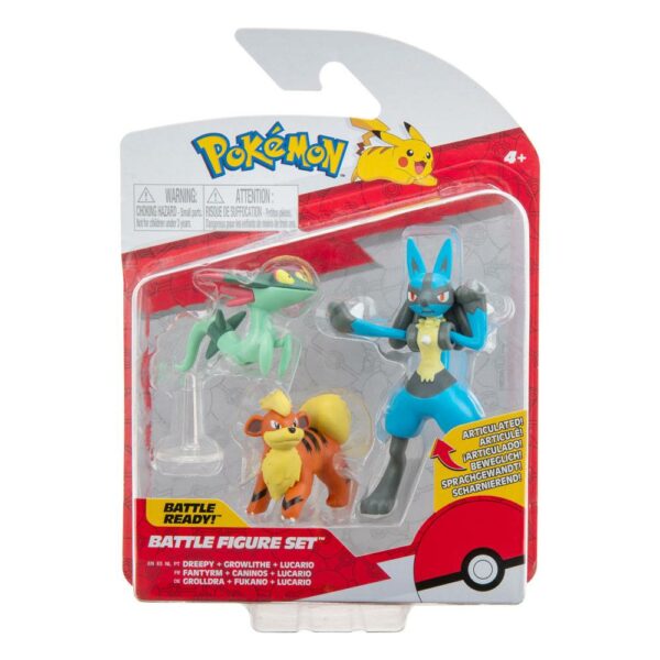 Pokémon Packs de 3 Figuras Battle Growlithe, Dreepy, Lucario 5 cm - Imagen 4