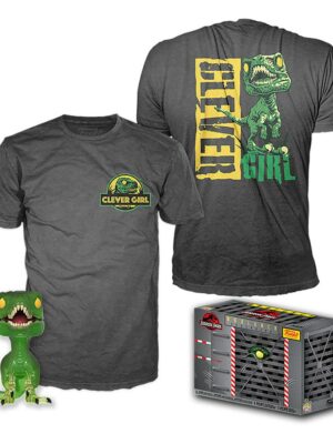 Jurassic Park POP! & Tee Set de Minifigura y Camiseta Clever Raptor Talla M