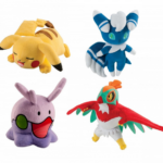 Pokémon Peluches 20 cm (Pikachu, Meowstic, Goomy y Hawlucha)