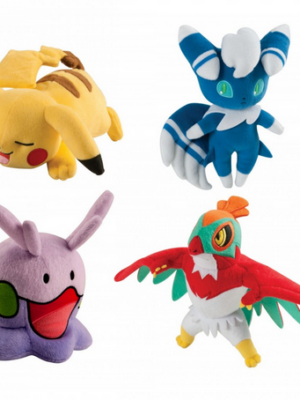 Pokémon Peluches 20 cm (Pikachu, Meowstic, Goomy y Hawlucha)