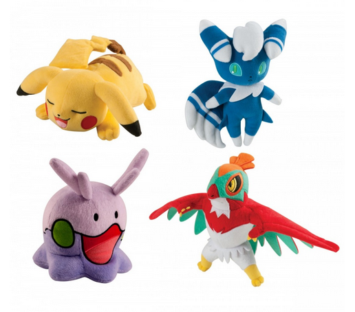 Pokémon Peluches 20 cm (Pikachu, Meowstic, Goomy y Hawlucha)